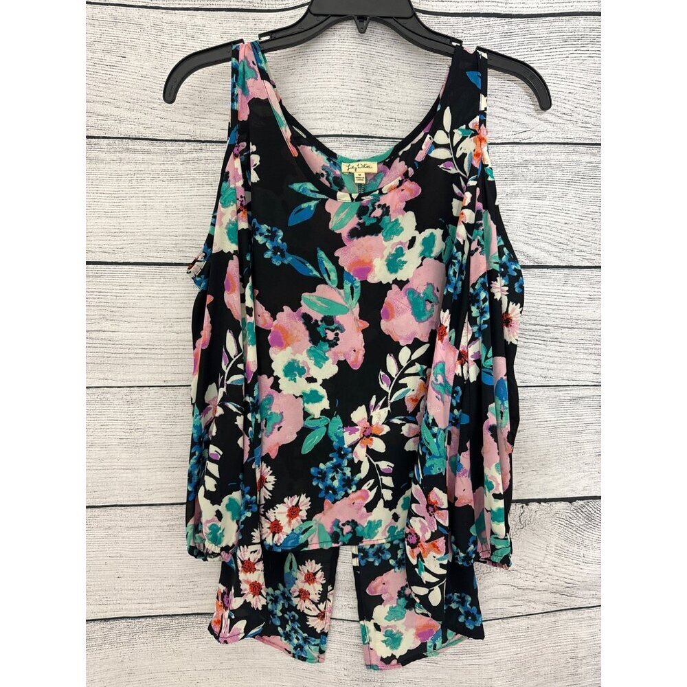Lily White Cold Shoulder Flower Blouse M